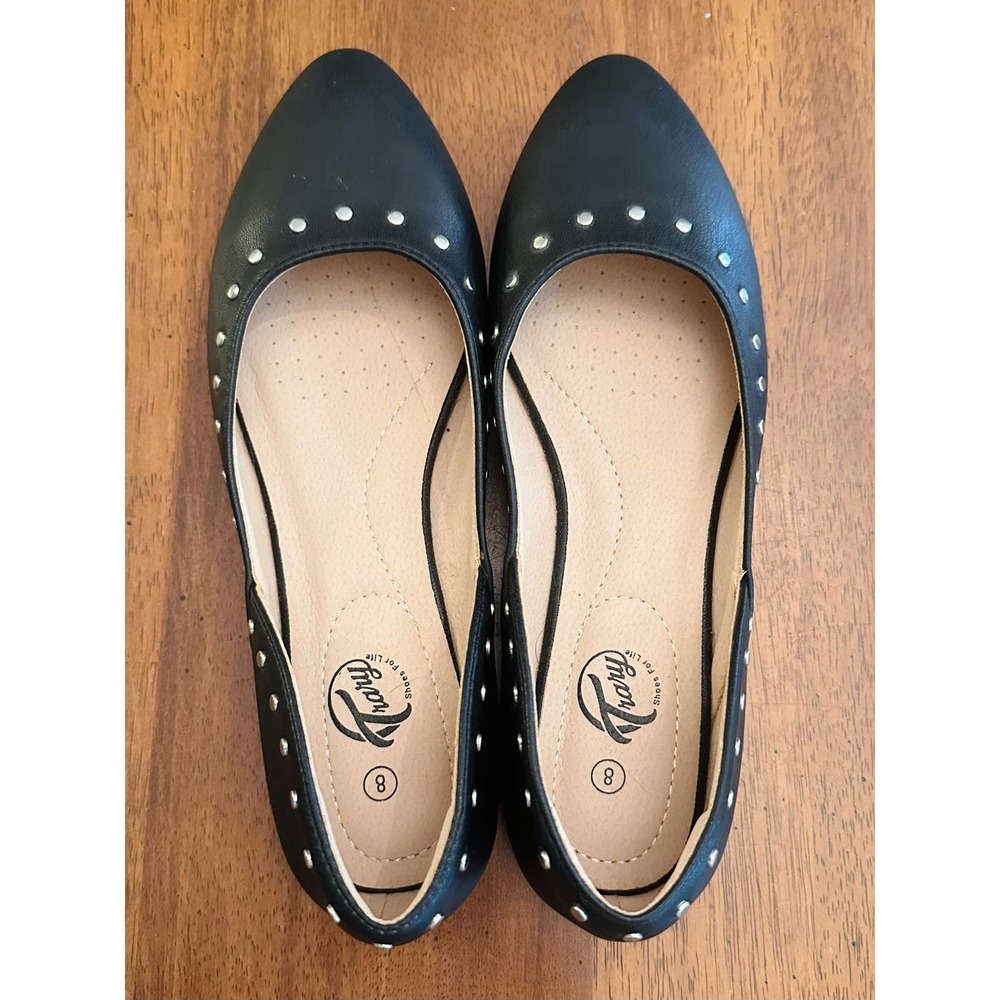 Trary Black Studded Flats